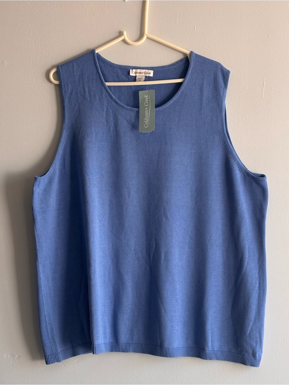 SOLD Coldwater Creek Women's  knitted Blue Sleeveless Tank Top Sz 2X minimalist